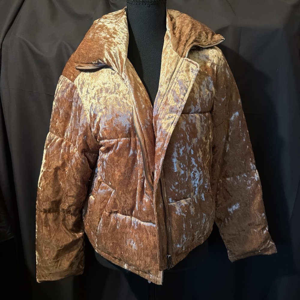 Forever 21 Velvet Gold Puffer Jacket